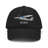 Airplane Embroidered Distressed Cap (AIR35JJ152-B1) - Personalized