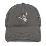 Airplane Embroidered Distressed Cap (Skeleton's Hand)
