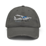 Airplane Design Embroidered Distressed Hat AIR35JJ162-BG1 - Add your N#