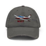 Airplane Embroidered Distressed Cap (AIRG9G3FD260-BURG1) - Personalized with Your N#