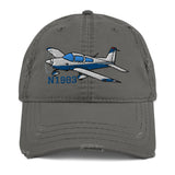 Grumman American (AIRK97-NBG_EMB) Airplane Embroidered Distressed Hat - Add your N#
