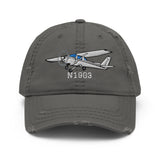Airplane Embroidered Distressed Cap (AIR35JJ152-B1) - Personalized