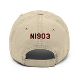 Airplane Embroidered Distressed Cap (AIRG9G3FD260-BURG1) - Personalized with Your N#