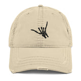 Airplane Embroidered Distressed Cap (Skeleton's Hand)