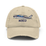 Airplane Design Embroidered Distressed Hat AIR35JJ210K-BM1 - Add your N#