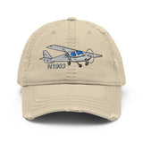 Airplane Design Embroidered Distressed Hat AIR35JJ162-BG1 - Add your N#