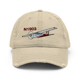 Airplane Design Embroidered Distressed Hat AIR35JJ177I7-RG1 - Add your N#