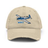 Mooney M20 Airplane Embroidered Distressed Hat AIRDFFM20B-B1 - Add your N#