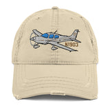 Airplane Embroidered Distressed Cap (AIR39ISR22-SBG2_EMB) - Personalized