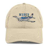 Airplane Design Embroidered Distressed Hat (AIR2552FEA36-BR6) - Add your N#