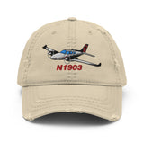 Airplane Embroidered Distressed Cap (AIR25521I-BGR1_EMB) - Personalized
