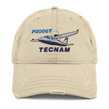 Tecnam P2006T Airplane Embroidered Distressed Cap - Personalized
