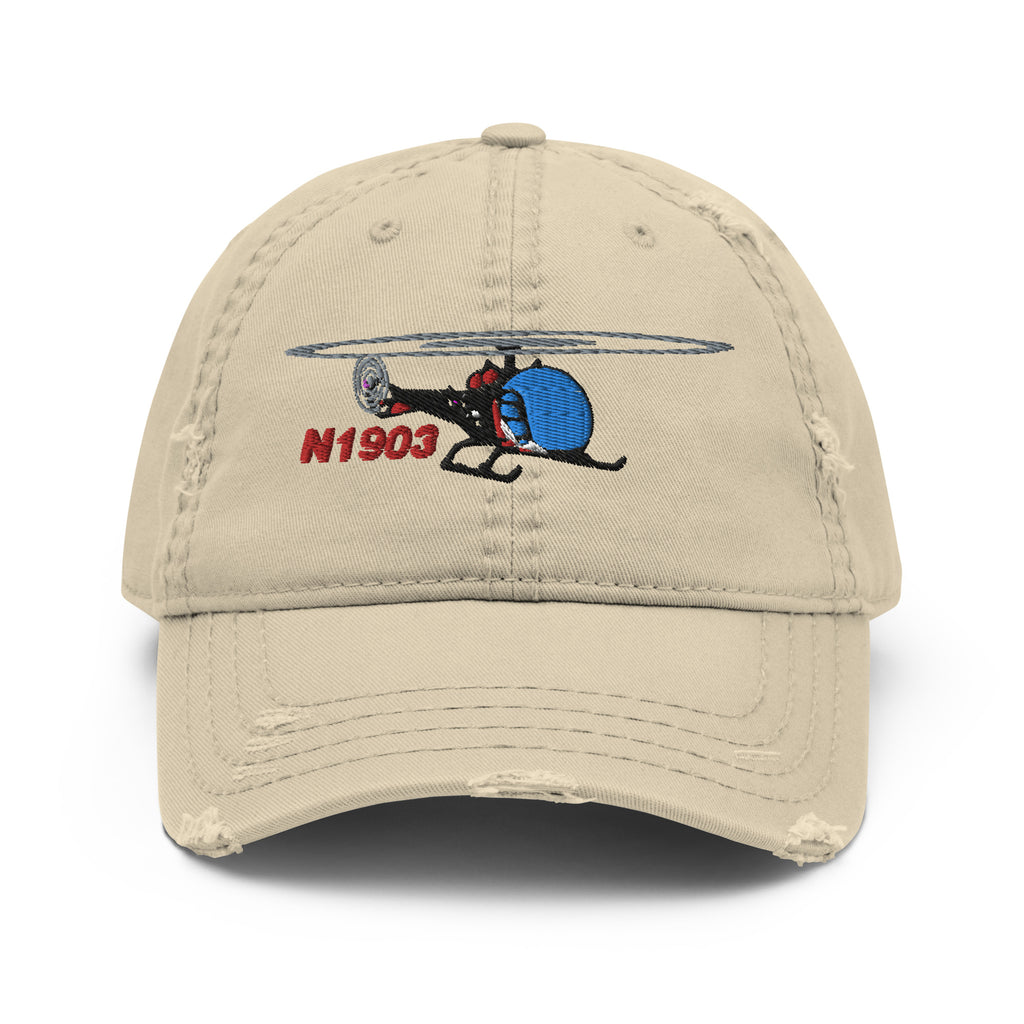 Helicopter Embroidered Distressed Cap HELI25C47-R1 - Add your N#