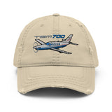 Socata TBM 700 Airplane Embroidered Distressed Cap- Personalized w/ Your N#