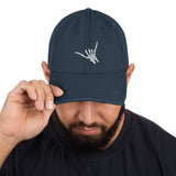 Airplane Embroidered Distressed Cap (Skeleton's Hand)