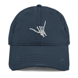 Airplane Embroidered Distressed Cap (Skeleton's Hand)