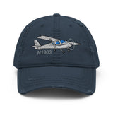 Airplane Design Embroidered Distressed Hat AIR35JJ162-BG1 - Add your N#