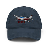 Airplane Embroidered Distressed Cap (AIRG9G3FD260-BURG1) - Personalized with Your N#
