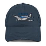Airplane Design Embroidered Distressed Hat (AIR2552FEA36-BR6) - Add your N#