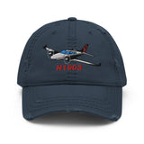 Airplane Embroidered Distressed Cap (AIR25521I-BGR1_EMB) - Personalized
