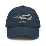 Airplane Embroidered Distressed Cap (AIR35JJ152-B1) - Personalized