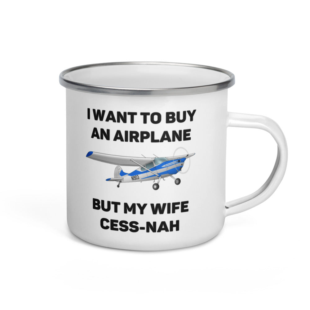 I Want to Buy an Airplane Mug, Personalized Enamel Mug