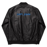 Custom Embroidered Faux Leather Bomber Jacket