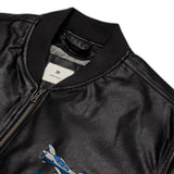 Custom Embroidered Faux Leather Bomber Jacket