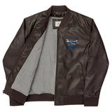 Custom Embroidered Faux Leather Bomber Jacket