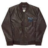 Custom Embroidered Faux Leather Bomber Jacket