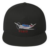 Airplane Embroidered Flat Bill Cap (AIR2552FEV35A-BR2) - Add your N#