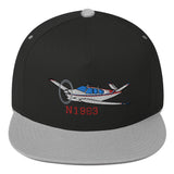 Airplane Embroidered Flat Bill Cap (AIR2552FEV35A-BR2) - Add your N#
