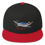 Airplane Embroidered Flat Bill Cap (AIR2552FEV35A-BR2) - Add your N#