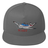 Airplane Embroidered Flat Bill Cap (AIR2552FEV35A-BR2) - Add your N#