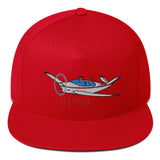 Airplane Embroidered Flat Bill Cap (AIR2552FEV35A-BR2) - Add your N#