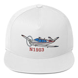 Airplane Embroidered Flat Bill Cap (AIR2552FEV35A-BR2) - Add your N#