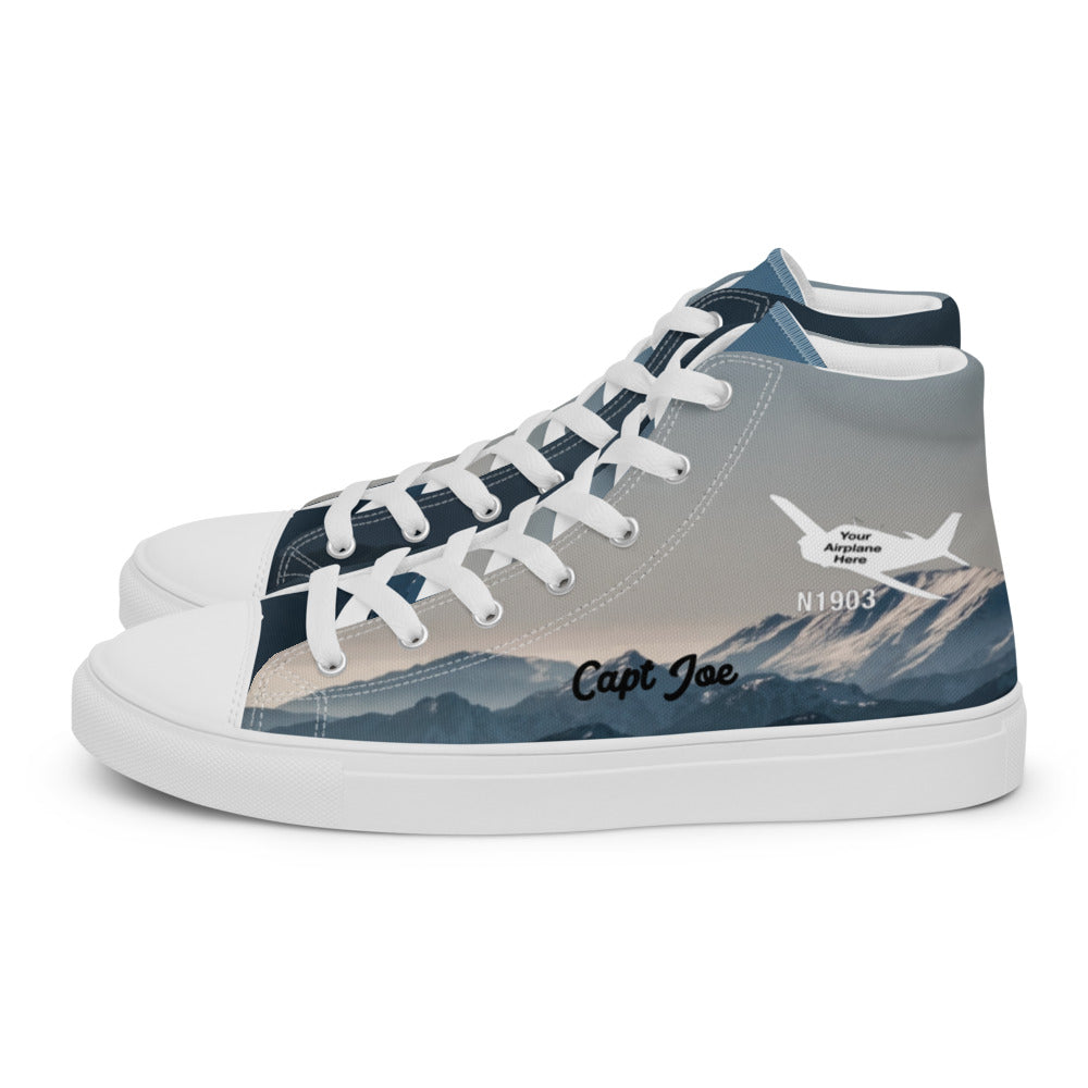 Custom Men’s High Top Canvas Shoes (Mountain) - Add your Aircraft