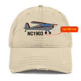 Airplane Embroidered Distressed Cap (AIRCLJ8A-SR1) - Personalized with Your N#