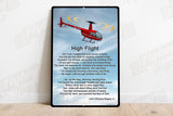 High Flight HD Airplane SIGN-HIGHFLIGHT-HELIIF2R44-R2 - Personalized with Your N#