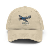 Airplane Embroidered Distressed Cap (AIRJN9GC1B-BLK1) - Personalized with Your N#