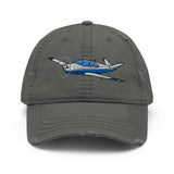 Airplane Embroidered Distressed Cap (AIR2552FES35-B2) - Personalized with Your N#