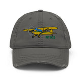 Airplane Embroidered Distressed Cap (AIRG9G3L2J3-YB1) - Personalized with Your N#