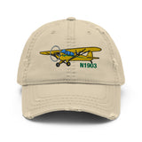 Airplane Embroidered Distressed Cap (AIRG9G3L2J3-YB1) - Personalized with Your N#