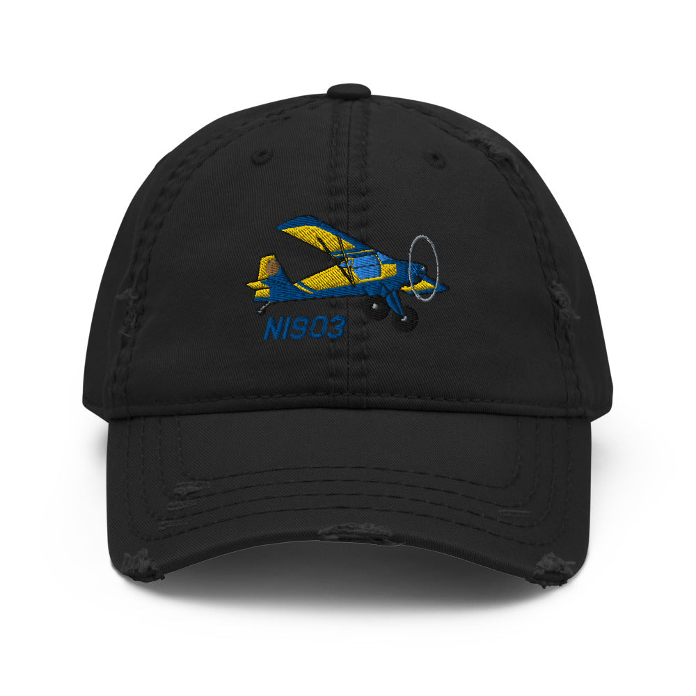 Airplane Embroidered Distressed Cap (AIRALJ897-YB1) - Personalized with Your N#