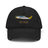 Airplane Embroidered Distressed Cap (AIR35JJ210A-YB1) - Personalized with Your N#