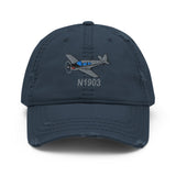 Airplane Embroidered Distressed Cap (AIRJN9GC1B-BLK1) - Personalized with Your N#