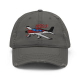 Airplane Embroidered Distressed Cap (AIR39ISR22-RB1) - Personalized with Your N#