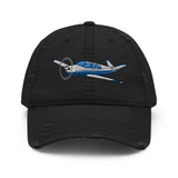 Airplane Embroidered Distressed Cap (AIR2552FES35-B2) - Personalized with Your N#