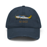 Airplane Embroidered Distressed Cap (AIR35JJ210A-YB1) - Personalized with Your N#