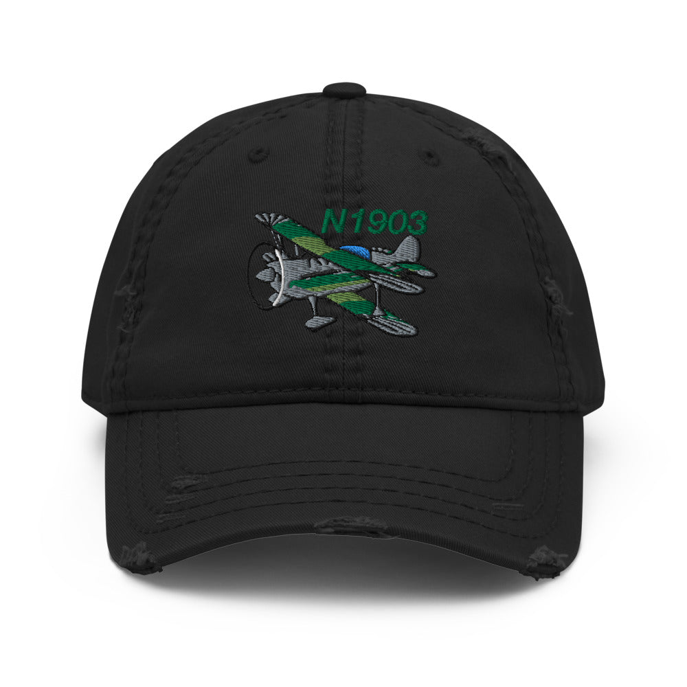 Airplane Embroidered Distressed Cap (AIR38I517-G1) - Personalized with Your N#